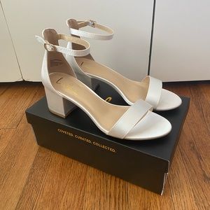 Lulus Harper Satin Ivory Block Heel. Never Worn. Size 8